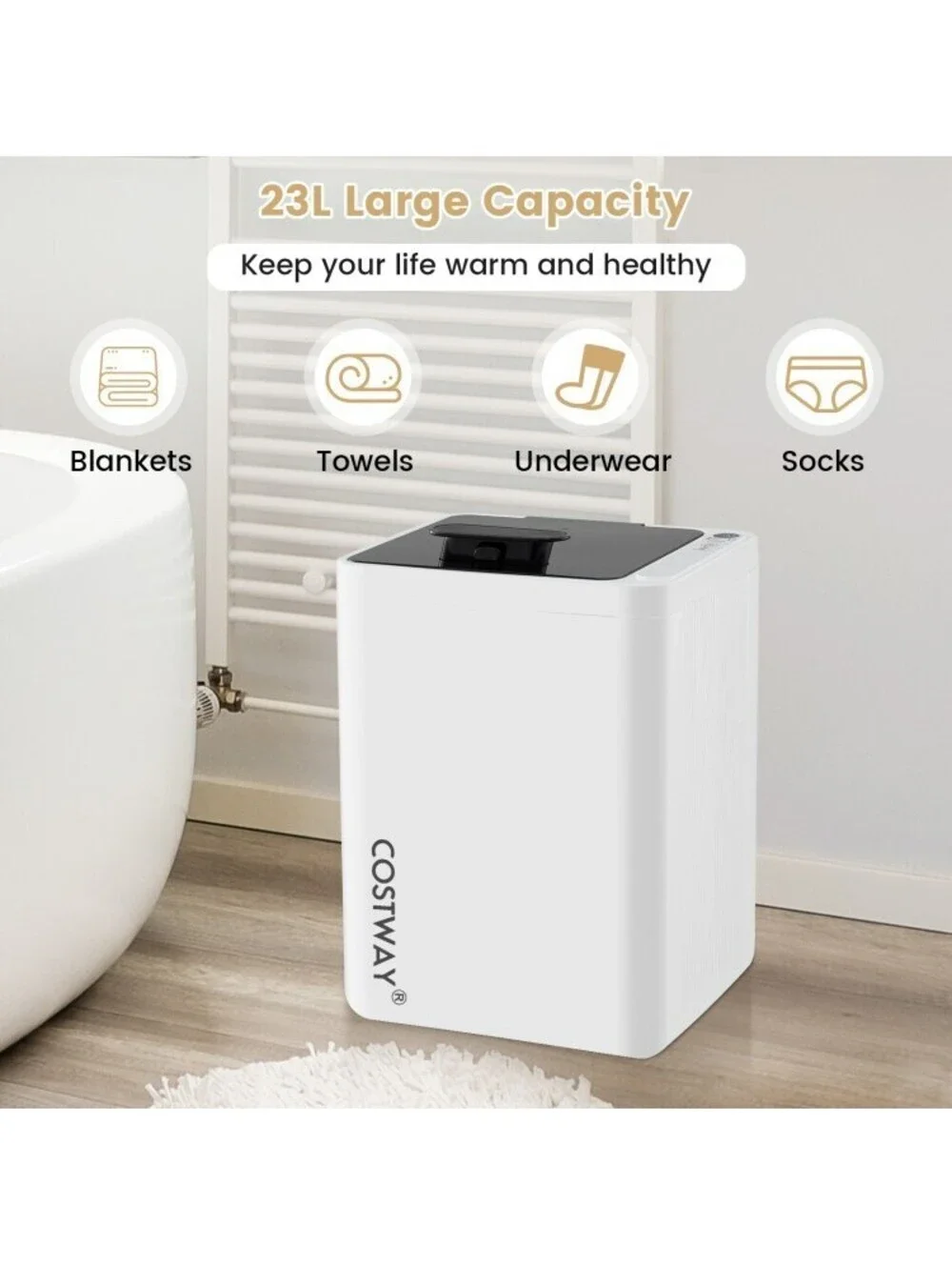 23L Towel Warmer Bucket Fast Heat Timer Blanket Spa Bathroom New